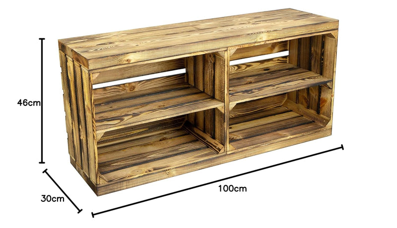 Kistenkolli Altes Land Schuhregal mit Sitzbank aus Obstkisten und massiven Holzplanken Schuhablage S