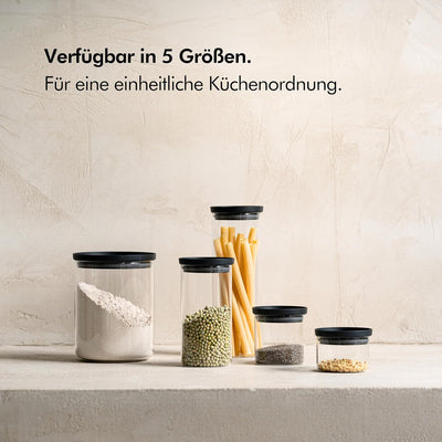 KIVY Vorratsgläser mit transparenten Glasdeckel [3x 1200ml] Stapelbare & Luftdichte Vorratsdosen mit