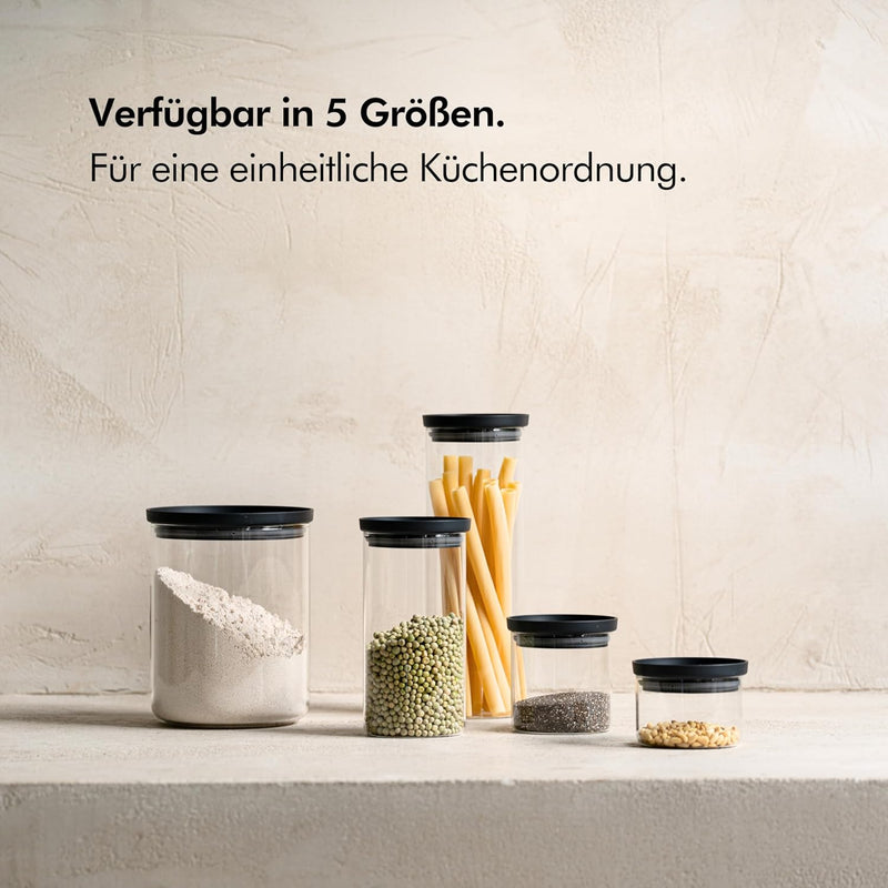 KIVY Vorratsgläser mit transparenten Glasdeckel [3x 1200ml] Stapelbare & Luftdichte Vorratsdosen mit