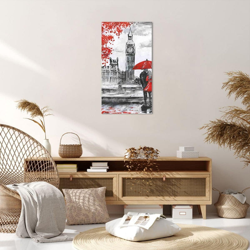 Bilder auf Leinwand 55x100cm Leinwandbild mit Rahmen London Architektur big ben Gross Wanddeko Bild