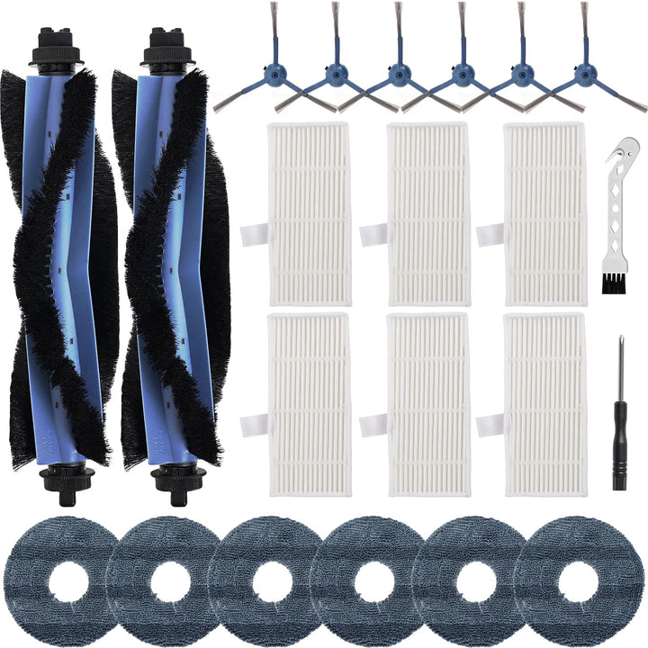 22 Stück Ersatzteile für Eufy Omni C20 Staubsauger, Zubehörset mit 2 Hauptbürsten, 6 Seitenbürsten,