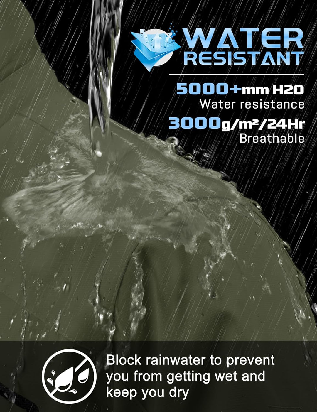 TACVASEN Herren Outdoorjacke Leicht Wasserabweisend Wanderjacke Übergangsjacke Funktionsjacke mit Ab