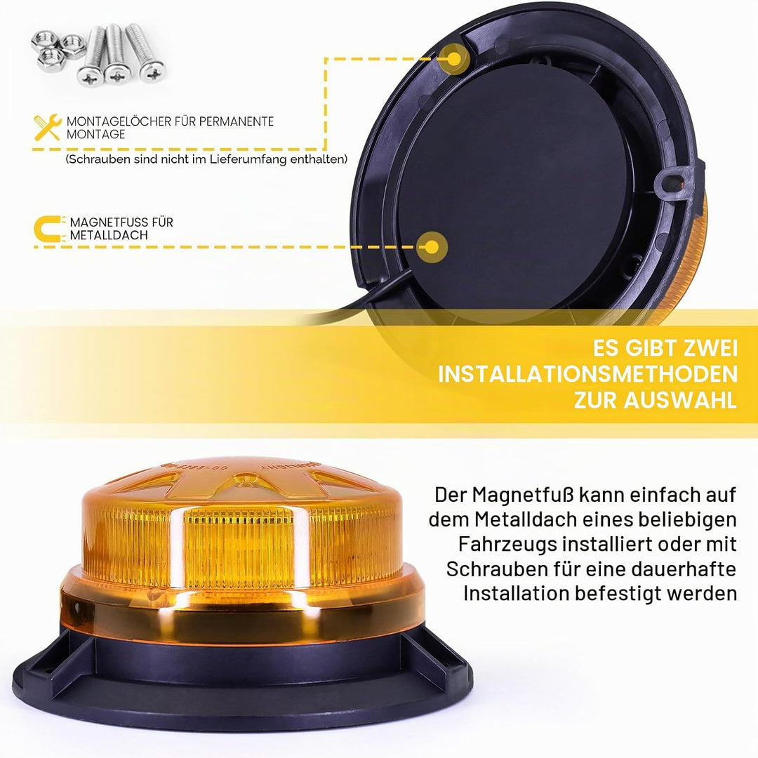 antom Rundumleuchte,12V-24V Gelb Rundumleuchte LED mit magnetischem und 3 Meters-Kabel für Gabelstap
