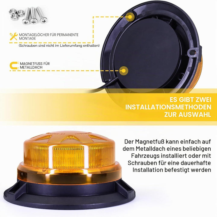 antom Rundumleuchte,12V-24V Gelb Rundumleuchte LED mit magnetischem und 3 Meters-Kabel für Gabelstap