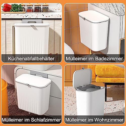Komposteimer für Küche,Küchenabfalleimer,9L Mülleimer,Hängender Mülleimer Küche mit Deckel für Badez