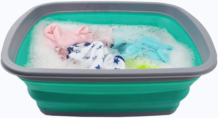 SAMMART 10L Set mit 2 zusammenklappbaren Wannen – Faltbare Geschirrwanne – tragbares Waschbecken – p