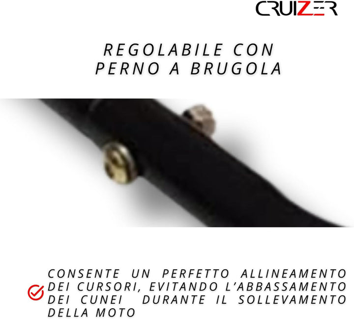 Cruizer Universal-Motorradständer für hinten, Kegel verstellbar, mit Schieber, Schwarz