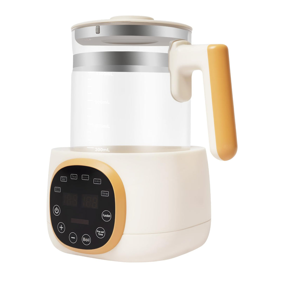 Babyflaschenwärmer, 1,3 Liter Wasserkocher aus Glas mit Einstellbarer Temperatur von 37 bis 95 °C, 7