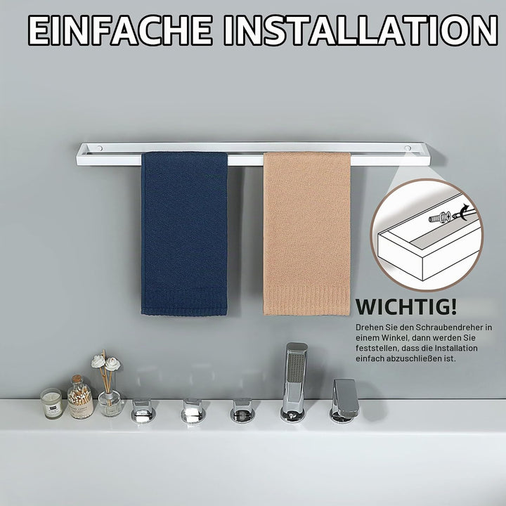 SAYAYO Handtuchhalter Weiss Handtuchstange 70CM Gästehandtuchhalter Wandmontage Edelstahl Badetuchha