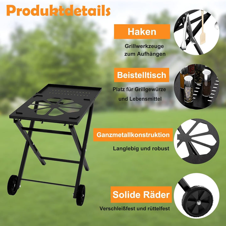 Faltbarer Grillständer für Ninja Woodfire OG701, Aussenbereich Klapptisch Grillwagen, Beweglicher St