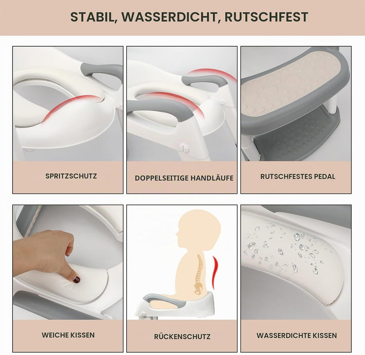 Royouzi Töpfchen Toilettensitz Baby mit Treppe, Kinder Toilettentrainer, Toilettensitz Kinder mit PU