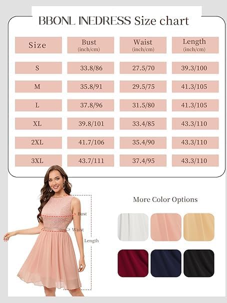 Bbonlinedress Glitzer Kleid Damen elegant Rundhals festliches jugendweihes Kleid mit Pailletten Cock