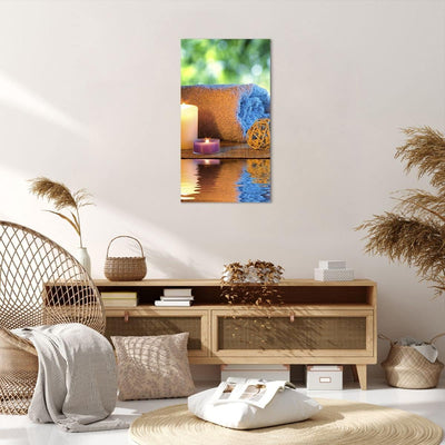 Bilder auf Leinwand 55x100cm Leinwandbild mit Rahmen Natur Entspannung Spa Kerzen Gross Wanddeko Bil