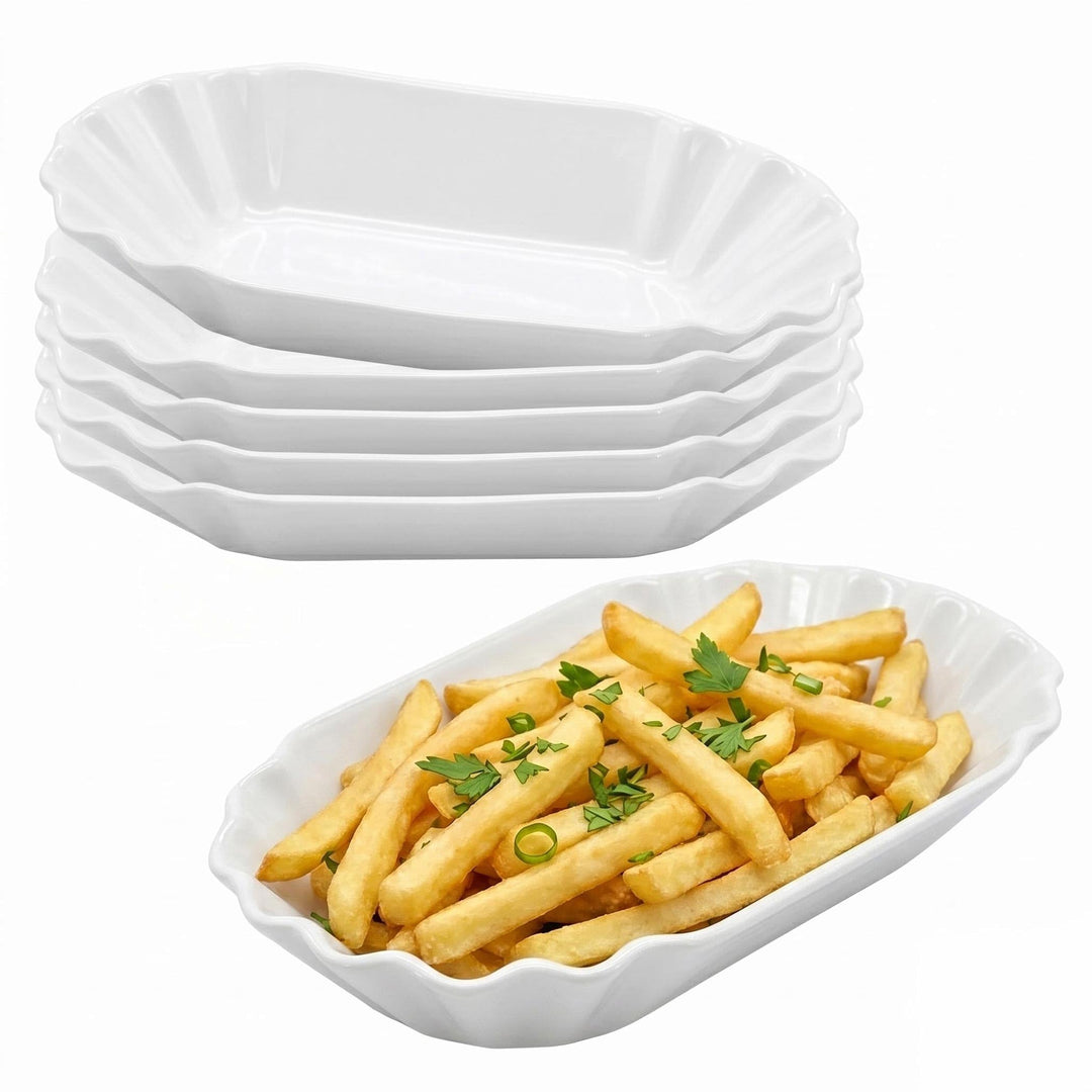 Spetebo Pommesschale in weiss aus Porzellan wiederverwendbar - 6er Set - Keramik Currywurstschale sp