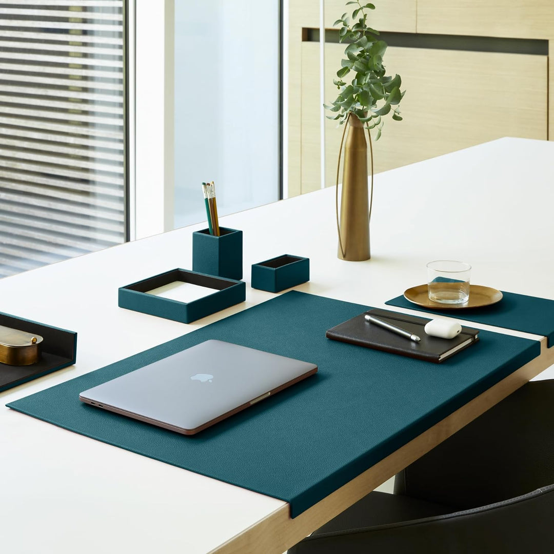 Eglooh - Atena - Ablagefächer für Schreibtisch und Büro Echtes Leder Türkisgrün Blau - Bürobedarf Br