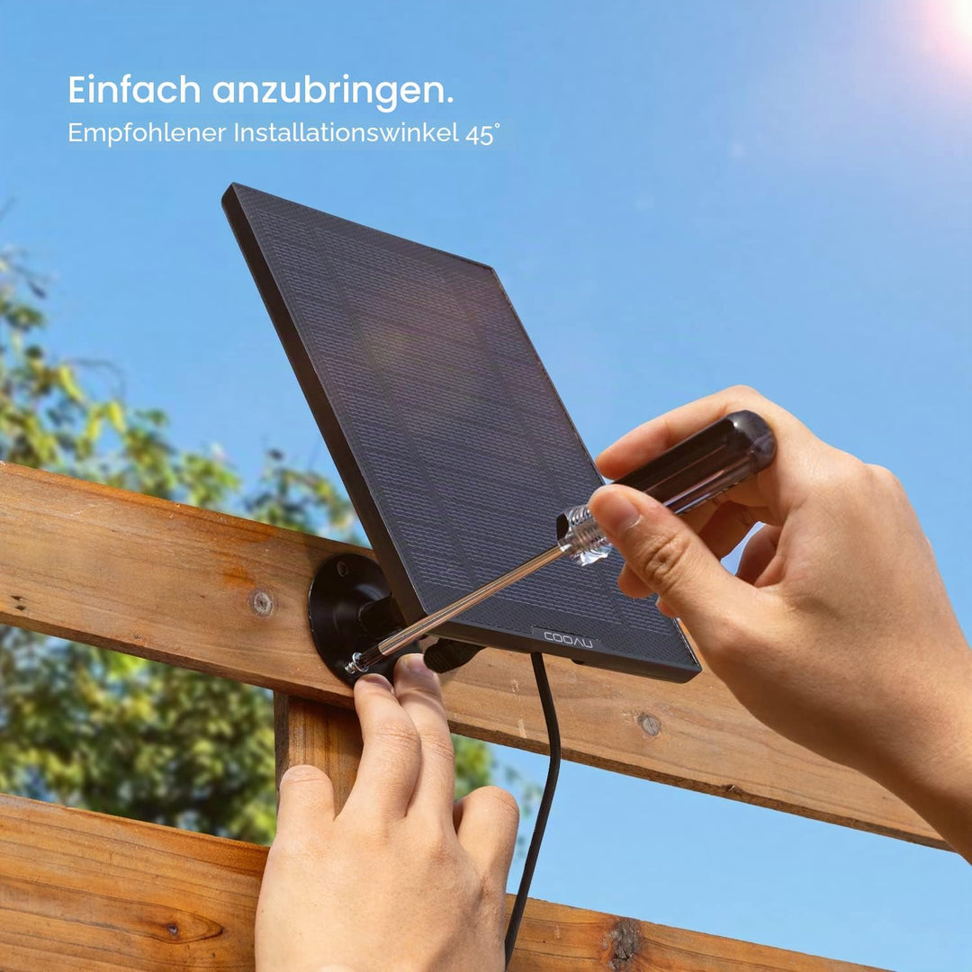 COOAU Solarpanel für solar Sicherheitskamera Akku Überwachungskamera Aussen Schwarz-5w, Schwarz-5w