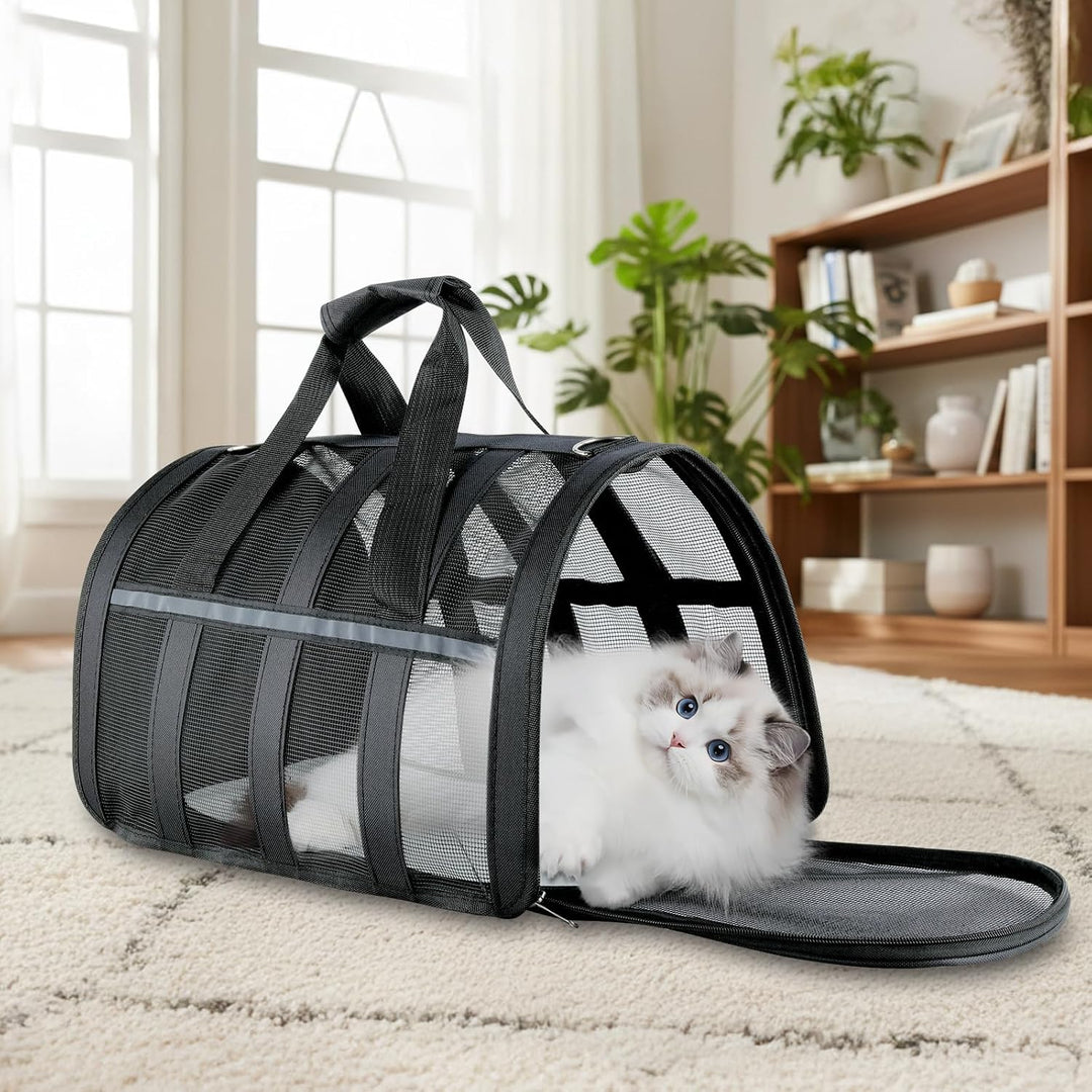 Flugtauglicher Haustierträger,atmungsaktives Mesh-Hund-Katzen-Reisetasche mit Reflektoren,tragbare H
