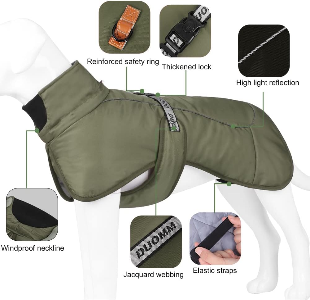 Hundemäntel Wasserdicht Winddicht Warm Winter Sicher mit Gewinde Reflektierende Streifen Jacke für M