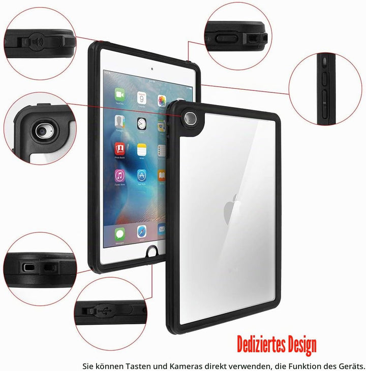 AICase Hülle für iPad mini 4 wasserdichte Hülle,360 Rundum Schutz Transparent Schutzhülle,wasserdich
