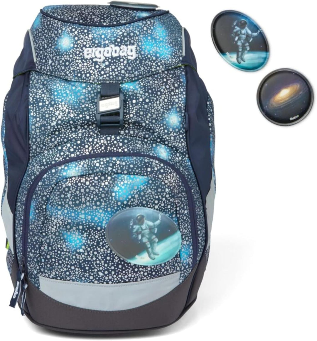 ergobag Prime Ergonomischer Schulrucksack Galassie Bär blau silber
