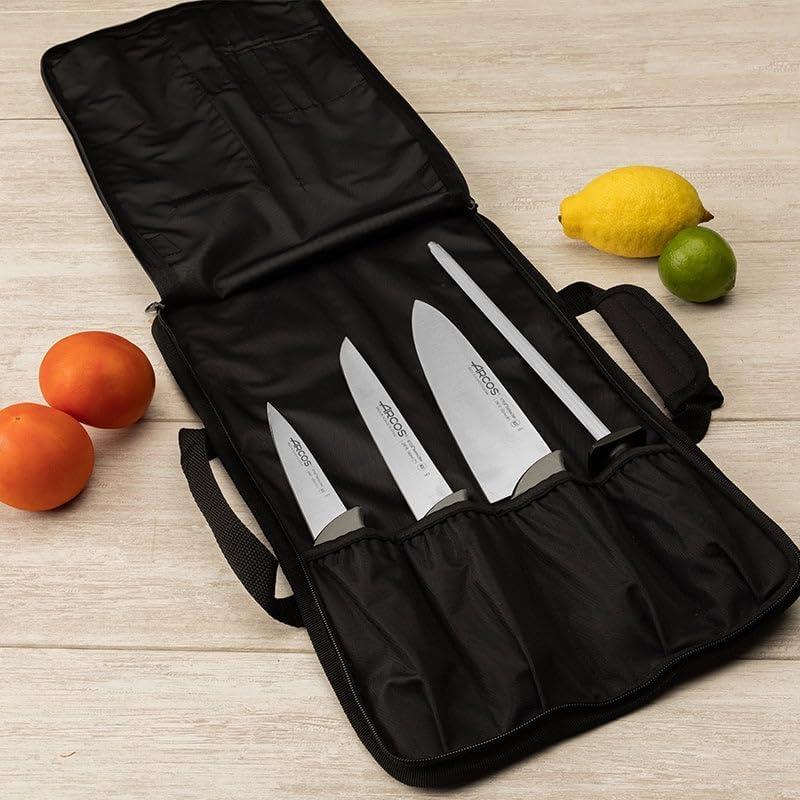Arcos Messer Roll Bag - Messer Rolltasche zu 4 Stück - 100% Polyester 460 x 275 mm - Farbe Schwarz (