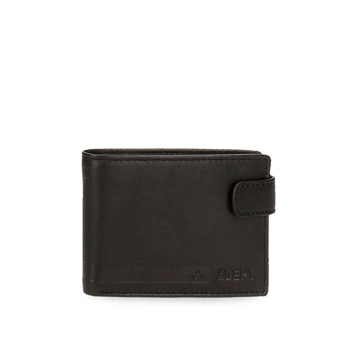 Adept Alan Horizontale Geldbörse mit Klickverschluss Schwarz 11 x 8,5 x 1 cm Leder, Schwarz , Querta