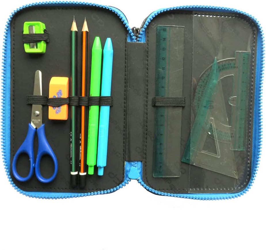CoolPack XXL Dreifach-Federmäppchen - 3-Fach Schul-Etui für Jungen, Ombre-Design, 44-Teilig Gefüllt,
