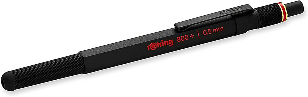 rOtring 800+ Druckbleistift mit Stylus für Touchscreen | 0,5 mm | schwarzer Schaft Mattschwarz 0,5 m