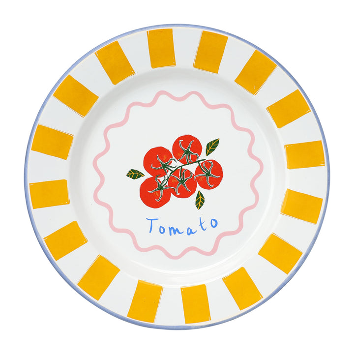 Talking Tables Bon Appetit Handgefertigtes Emaille-Dinnerteller mit Tomaten-Design langlebig leicht