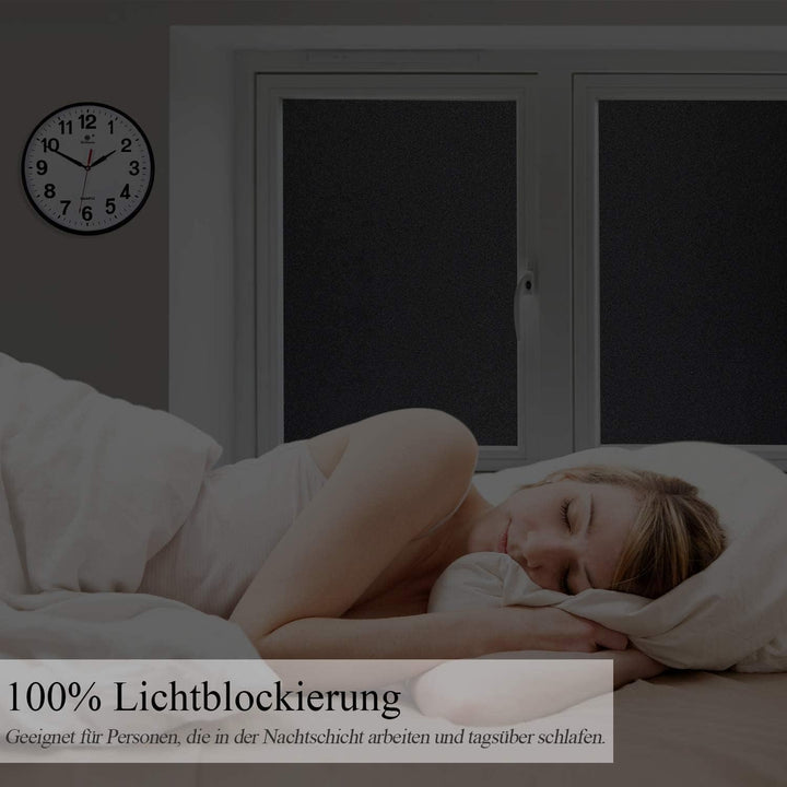 Fensterfolie Selbsthaftend Schwarz, Verdunkelungsfolie Blickdicht Sichtschutzfolie Anti-UV & Sichtsc