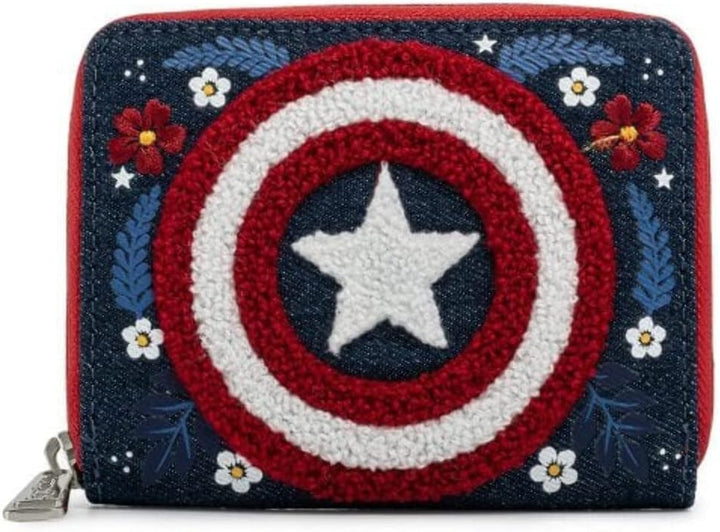 LOUNGEFLY Unisex Kinder Mvwa0157 x Marvel Captain America 80th Anniversary Floral Shield Zip-Around
