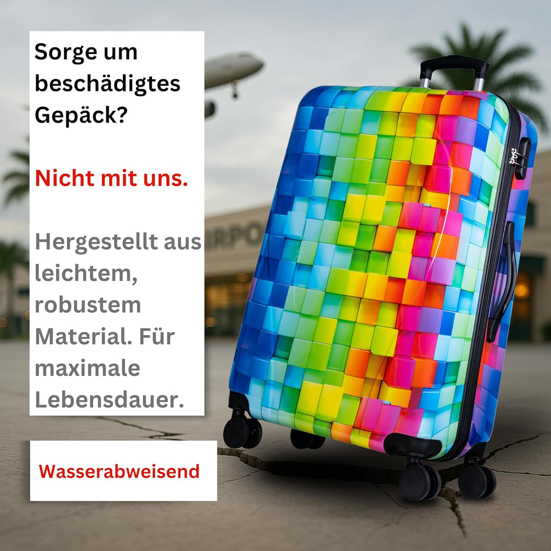 NOWI Hartschalenkoffer XL Gross – 102L Volumen – 8 Rollen 360° drehbar – Leichter ABS Koffer mit Zah