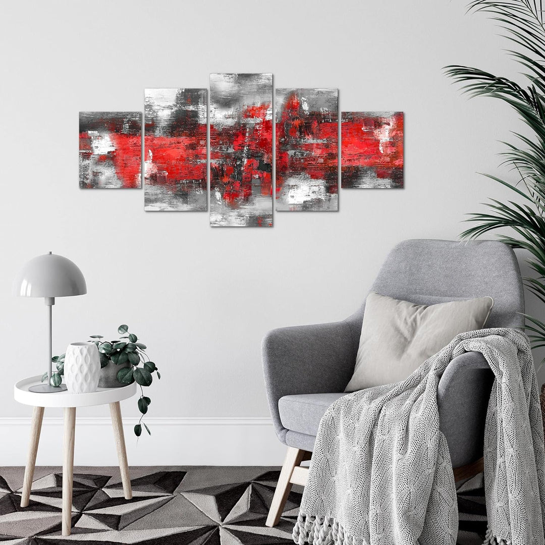 Runa Art Wandbilder Abstrakt 5 Teilig Bild auf Vlies Leinwand Deko Wohnzimmer Schlafzimmer Gemälde R