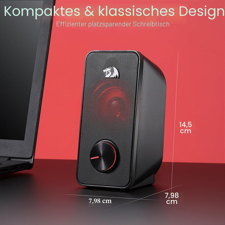 Redragon GS500 Stentor PC Gaming-Lautsprecher, 2.0-Kanal-Stereo-Desktop-Computerlautsprecher Mit Rot