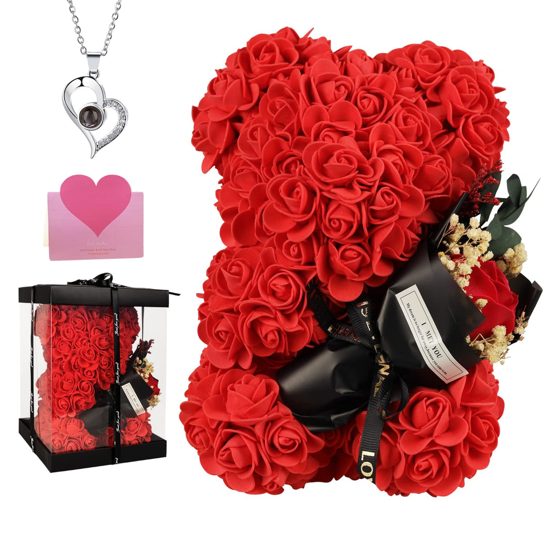 Rosenbär Valentinstagsgeschenk für Sie,Rosenblumenbär Rosen Teddybär Geschenk für Muttertag, Valenti