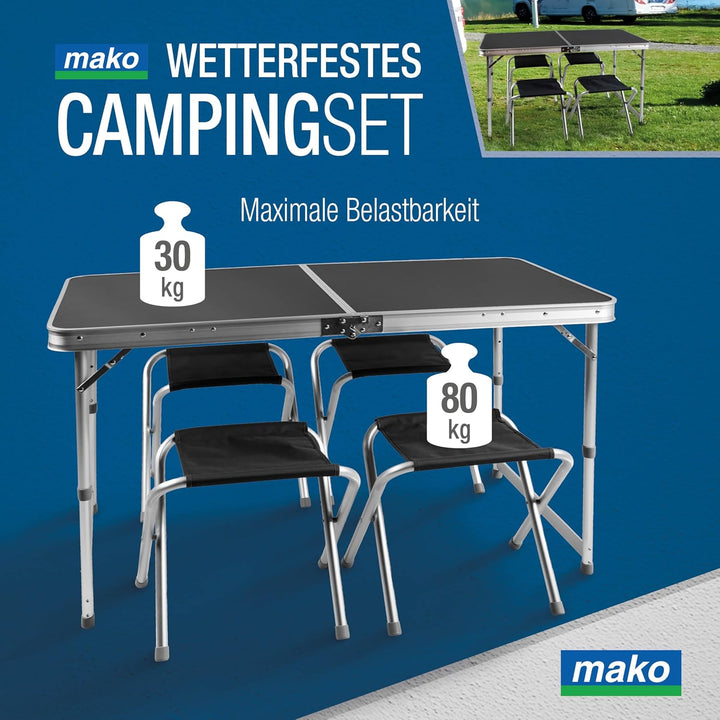 Faltbarer Campingtisch mit Klappfunktion – Stabiler Alu-Klapptisch mit 4 mm MDF-Platte – Höhenverste