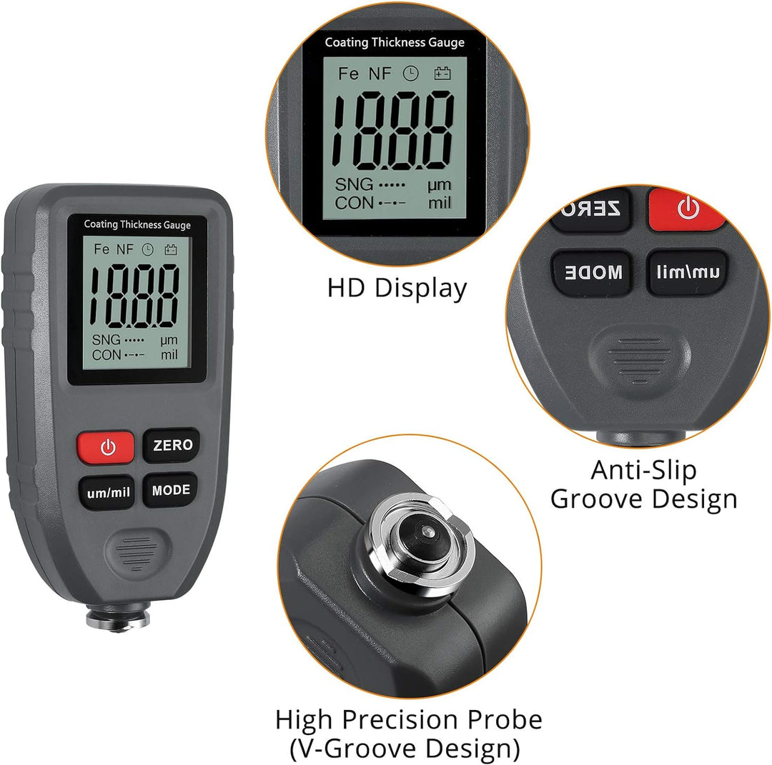 Neoteck Schichtdickenmessgerät Dickenmesser Auto mit LCD Display Automatische Ablesung Schichtdicken
