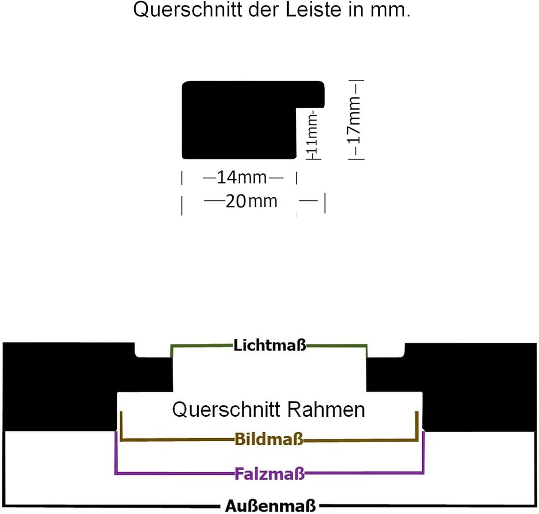 rahmengalerie24 Bilderrahmen 50x100 cm New Malmö Rahmen schwarz Holz Acrylglas ohne Passepartout Por