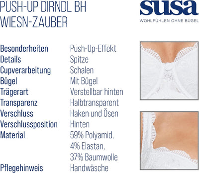 Susa Damen Dirndl-BH 70A Weiss, 70A Weiss