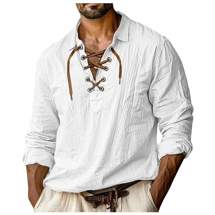 Steampunk Herren, Wikinger Cosplay Mittelalter Hemd Langarm Schwarz Leinen Shirt 4XL Römer Sommerhem