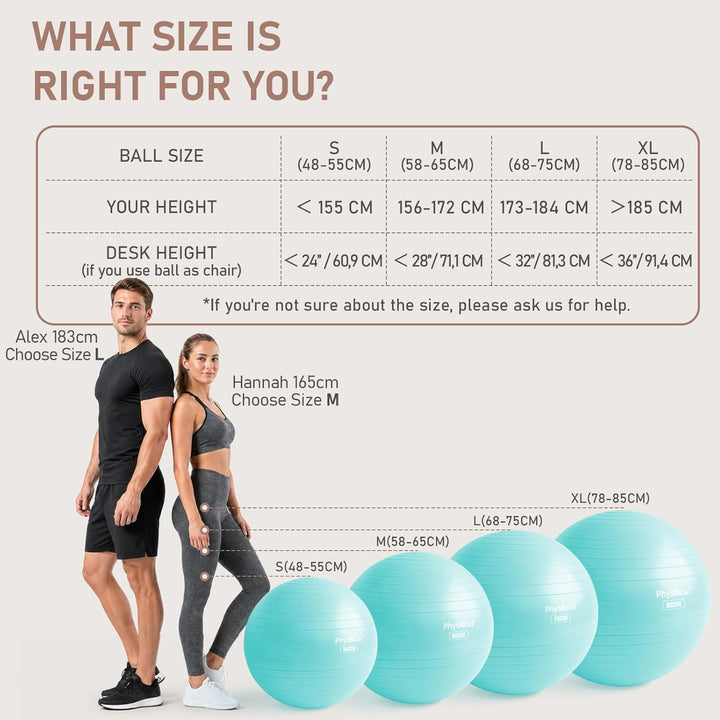 Gymnastikball und 23 cm Pilatesball Set, Anti Burst Gymnastikball, Anti-Rutsch-Sitzball, Balanceball