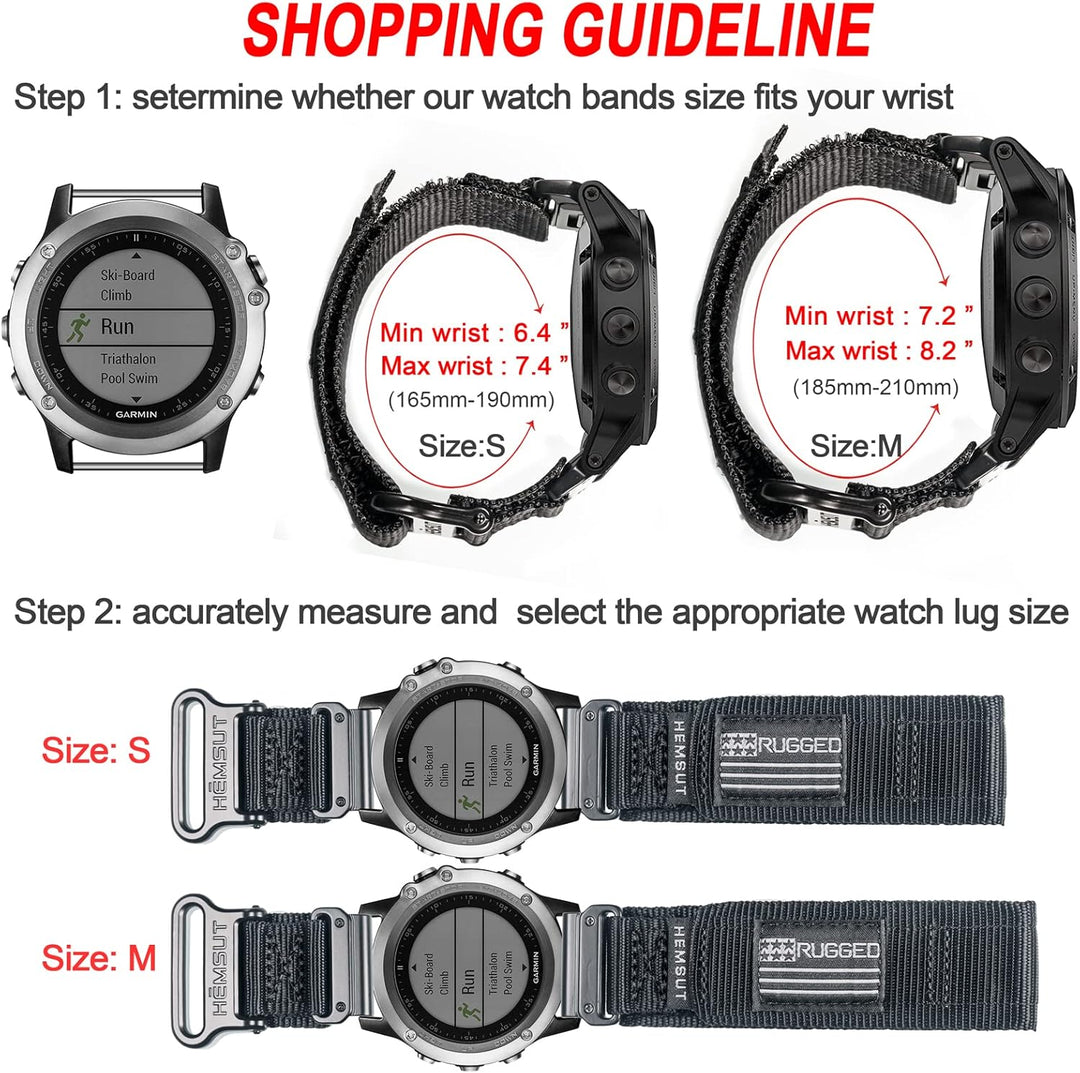Armband für Garmin,Uhrenarmband Kompatibel mit Garmin superrobustes Nylon-Sportarmband für fēnix/For