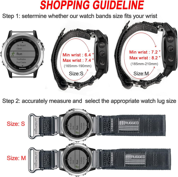 Armband für Garmin,Uhrenarmband Kompatibel mit Garmin superrobustes Nylon-Sportarmband für fēnix/For