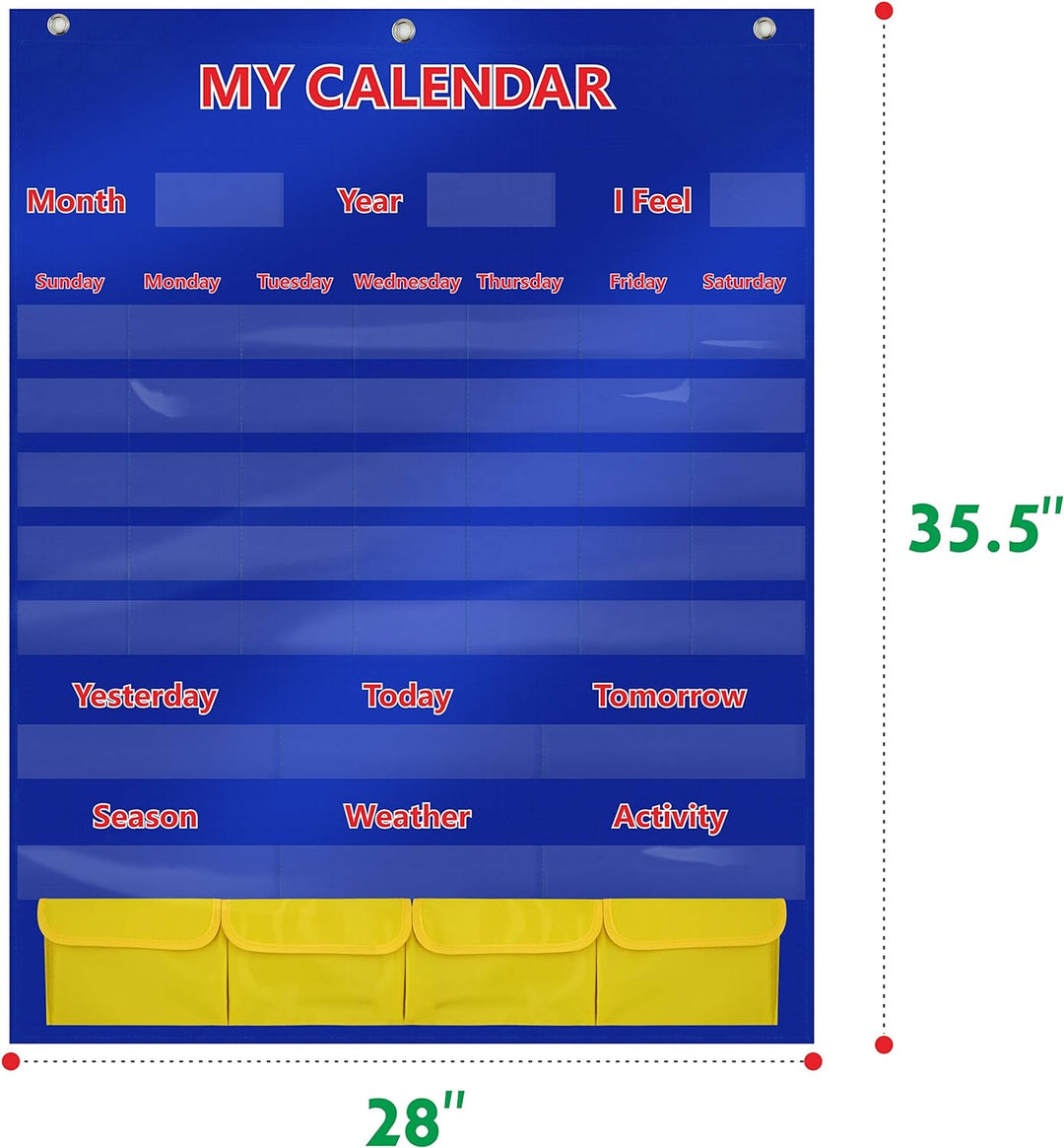 Kalender- und Wetterkarte mit Taschen und 148 Karten (108 illustrierte Aktivitätskarten, 40 trocken