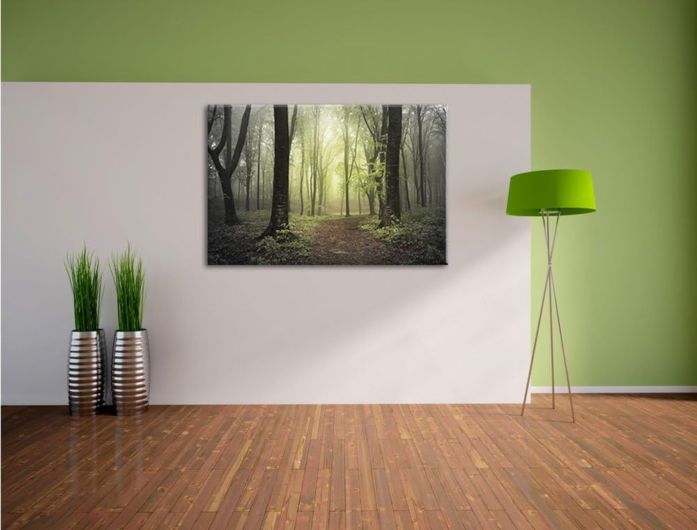 Pixxprint Weg im Wald als Leinwandbild/Grösse: 100x70 / Wandbild/Kunstdruck/fertig bespannt, 100x70