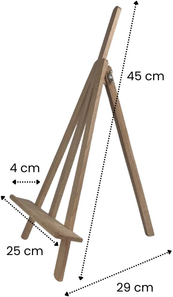 STANDSTAFFELEI Staffelei Dreifuss aus Holz - 45 cm Hoch - Mini Staffelei für Präsentation von Gemäld