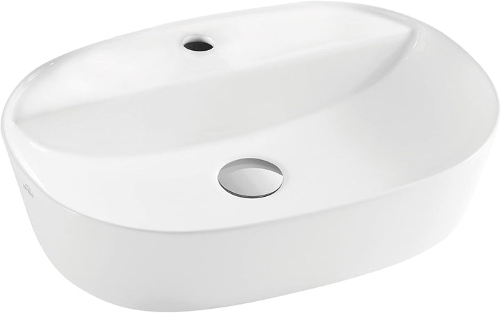VBChome Waschbecken 50 x 38 cm Keramik Weiss Oval Pop-up ventil Click-Clack Waschtisch Handwaschbeck