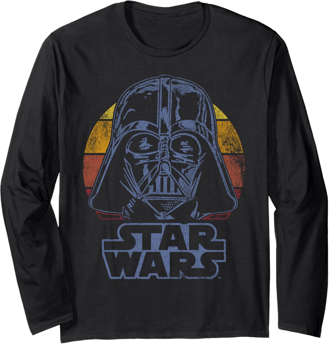 Star Wars Darth Vader Retro Line Face Portrait Langarmshirt