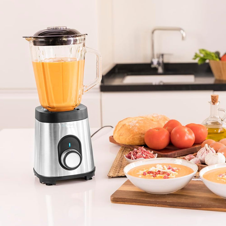 Cecotec Mixer Glas Power Schwarz Titan 1000 INOX. 1000 W, Edelstahlgehäuse, 6-Blatt-Blatt mit schwar