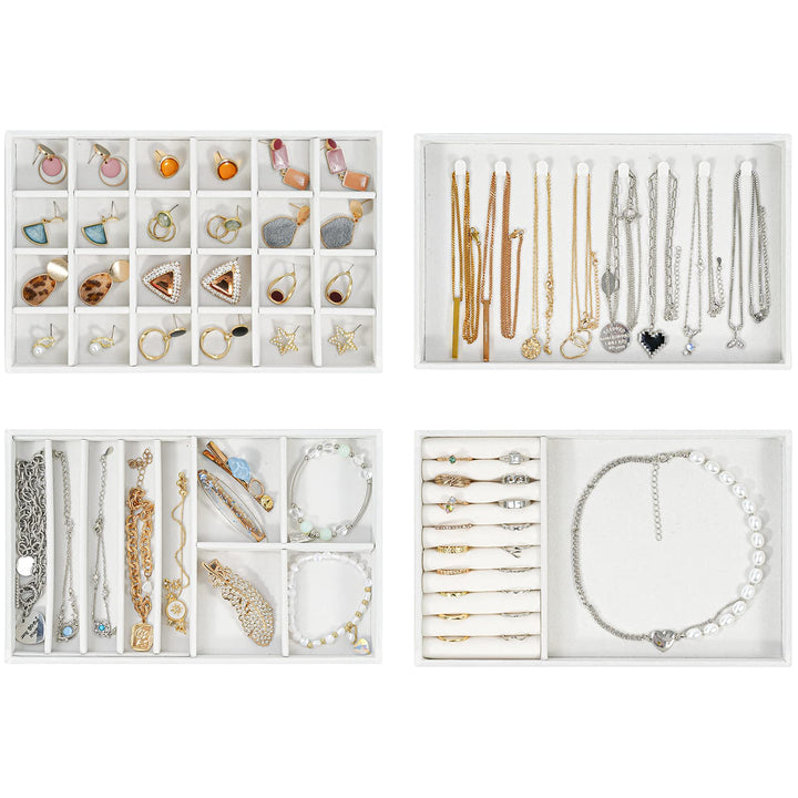 ProCase Schmucktablett Organizer Set mit 4 Schmuckschalen, Stapelbar Schmuck Schublade Organizer, Sc
